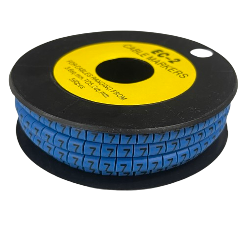 Grippes (7) Cable Marker 3.6mm to 5.2mm Color Blue 1roll 500pcs EC-2B