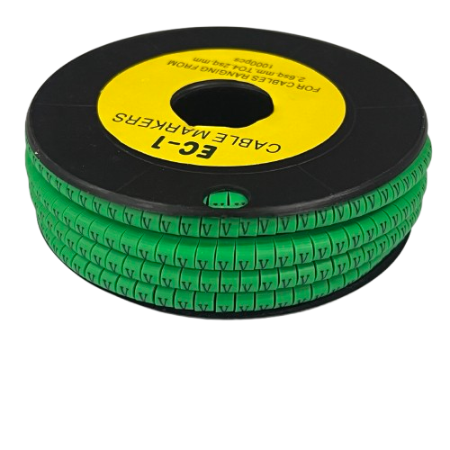 Cable (V) Marker EC-1 Green 2.6mm to 4.2mm 1000pcs 1 Roll EC-1G(V)