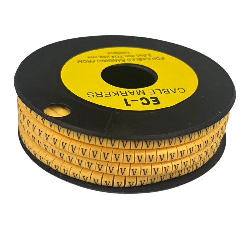 Cable (V) Marker 2.6mm to 4.2mm ( 1000pcs) Yellow EC-1Y