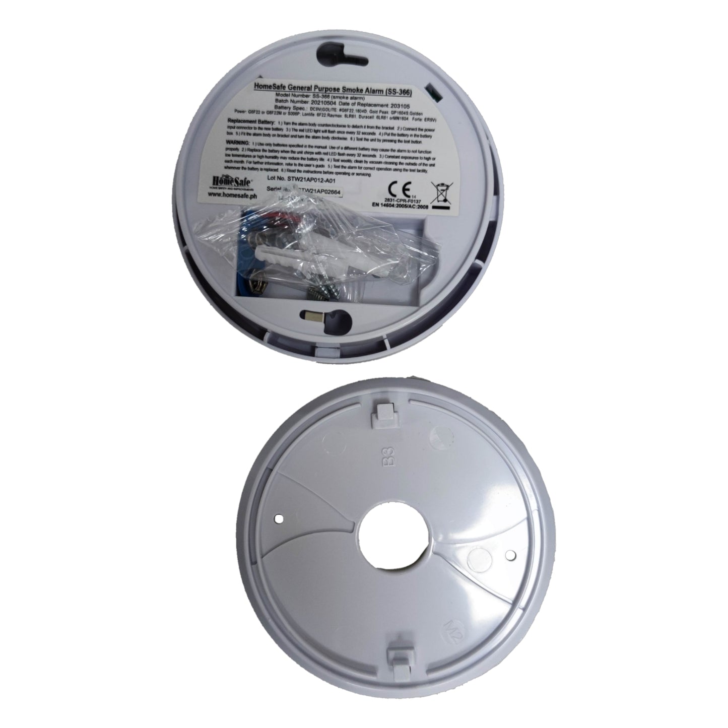 Home Safe Smoke Detector 9V Smoke Alarm Photoelectric SS-366