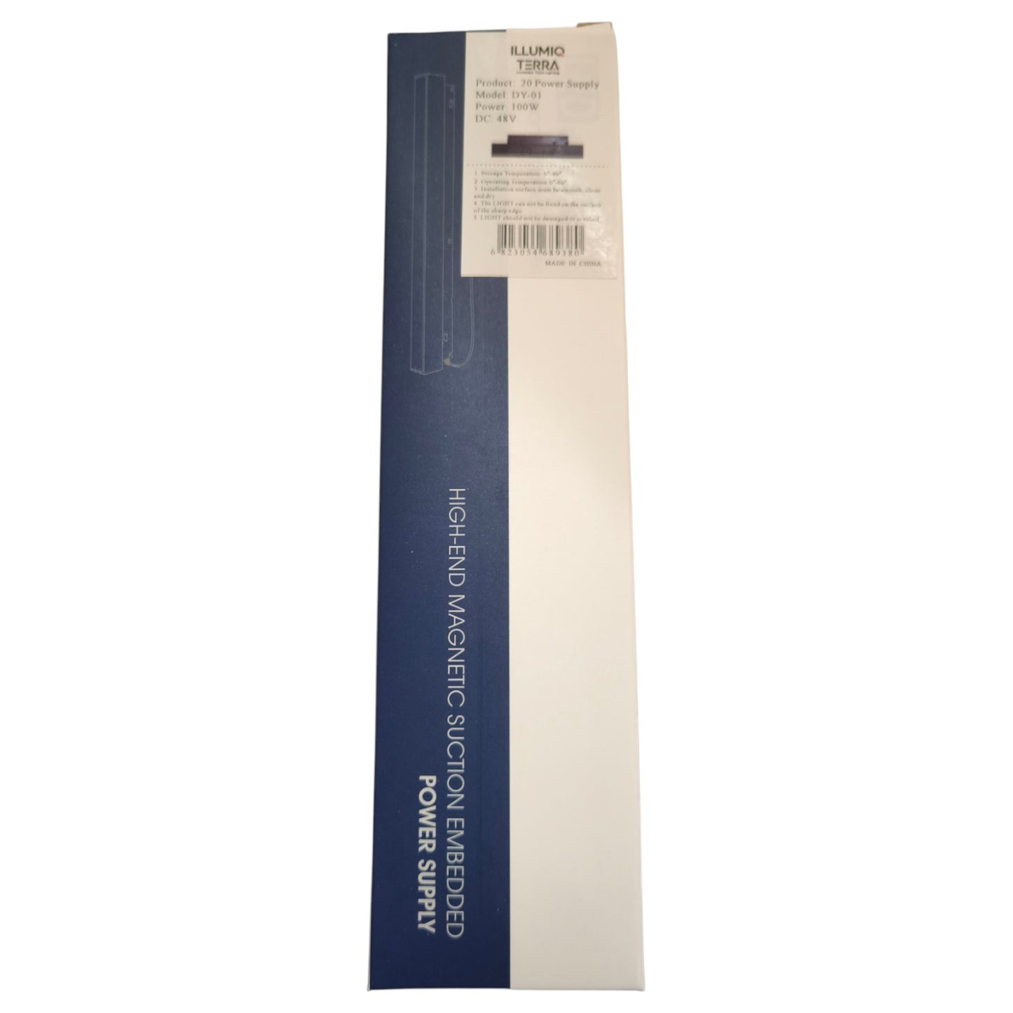 Long rectangular box with text on a white background