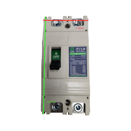 Koten 200A 2P 25KAIC 250V Molded Case Circuit Breaker Single Phase 2 Pole MCCB Industrial Circuit Breaker PW-250SPS200A2P