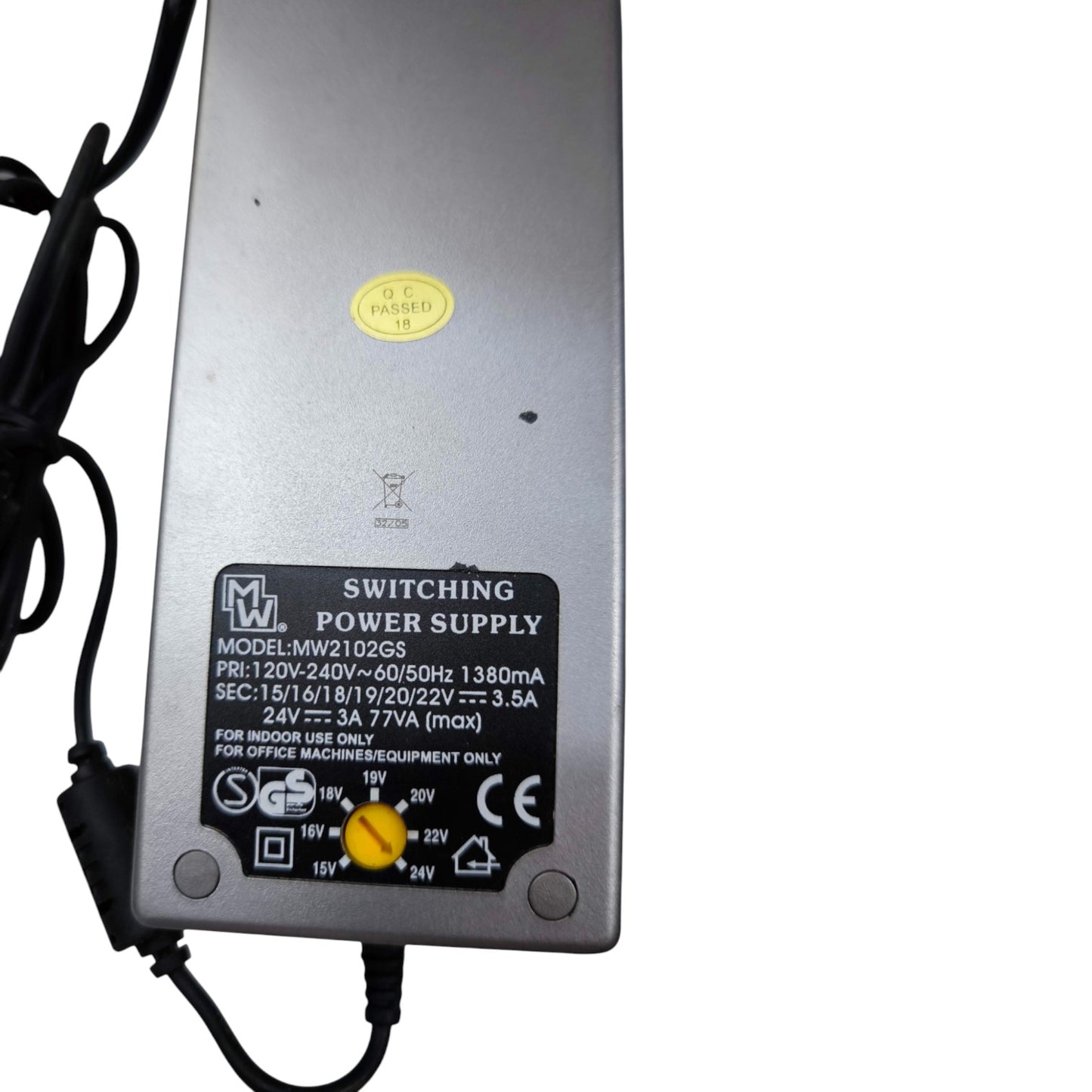 Switching power supply with label on a white background