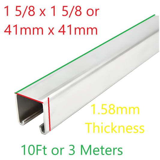 McGill 1 5/8 x 1 5/8 Unistrut Channel Pre Galvanize 10 Feet (3 Meters) Solid SC-PG4141-16 41mm x 41mm x 1.58mm Thickness