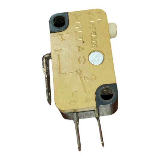 Microswitch with visible brand name on a white background