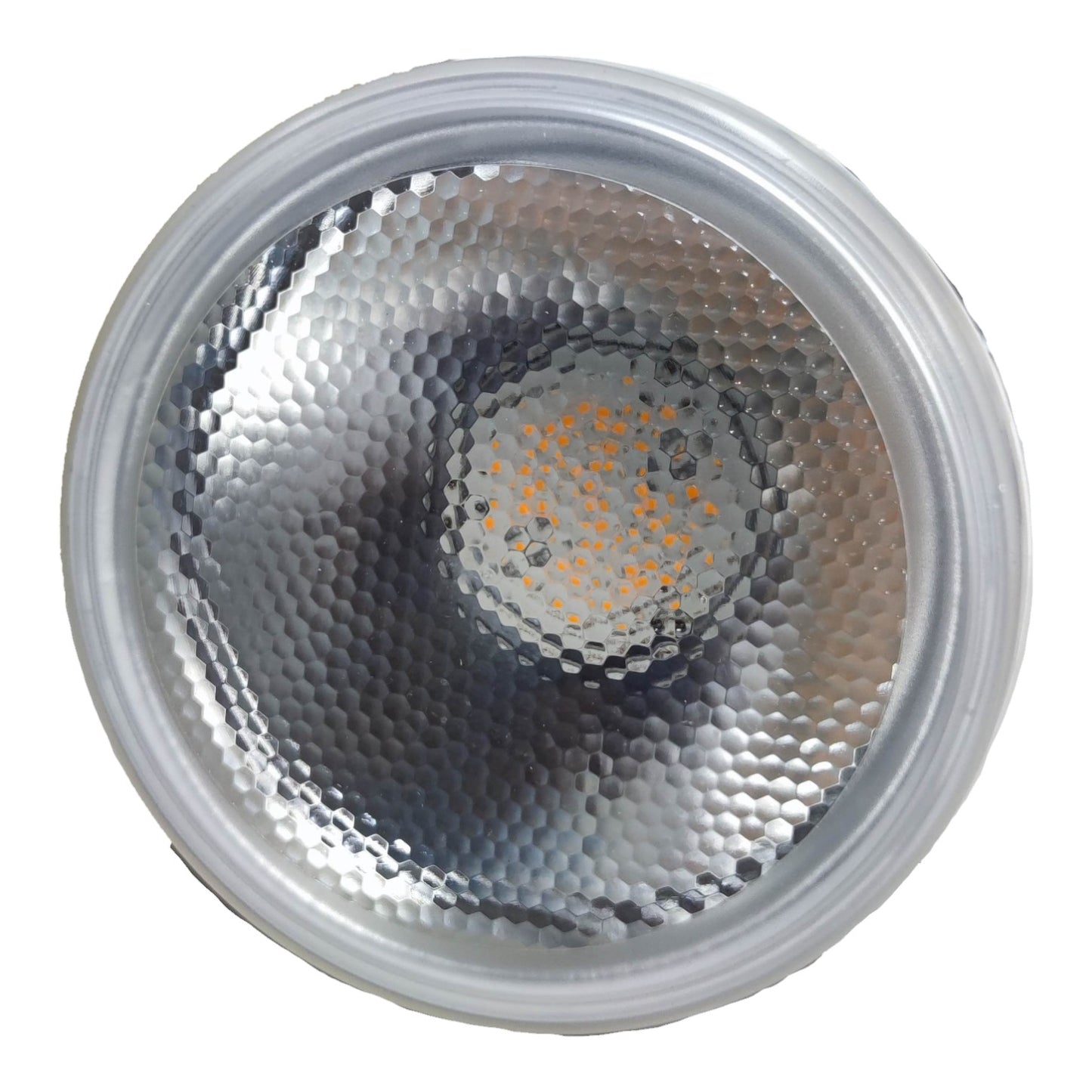 Silver metallic light bulb on a white background