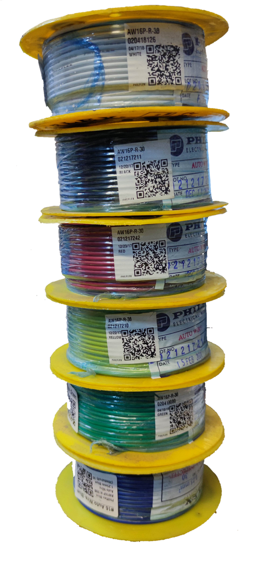 Philflex Auto Wire AWG 16 ( 1.25mm) Automotive Wire Auto Wire Yellow 30 Meters 1 Roll Electx Electrical SUpply
