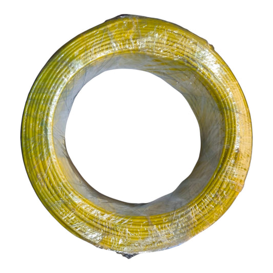 Coiled yellow cable on a white background