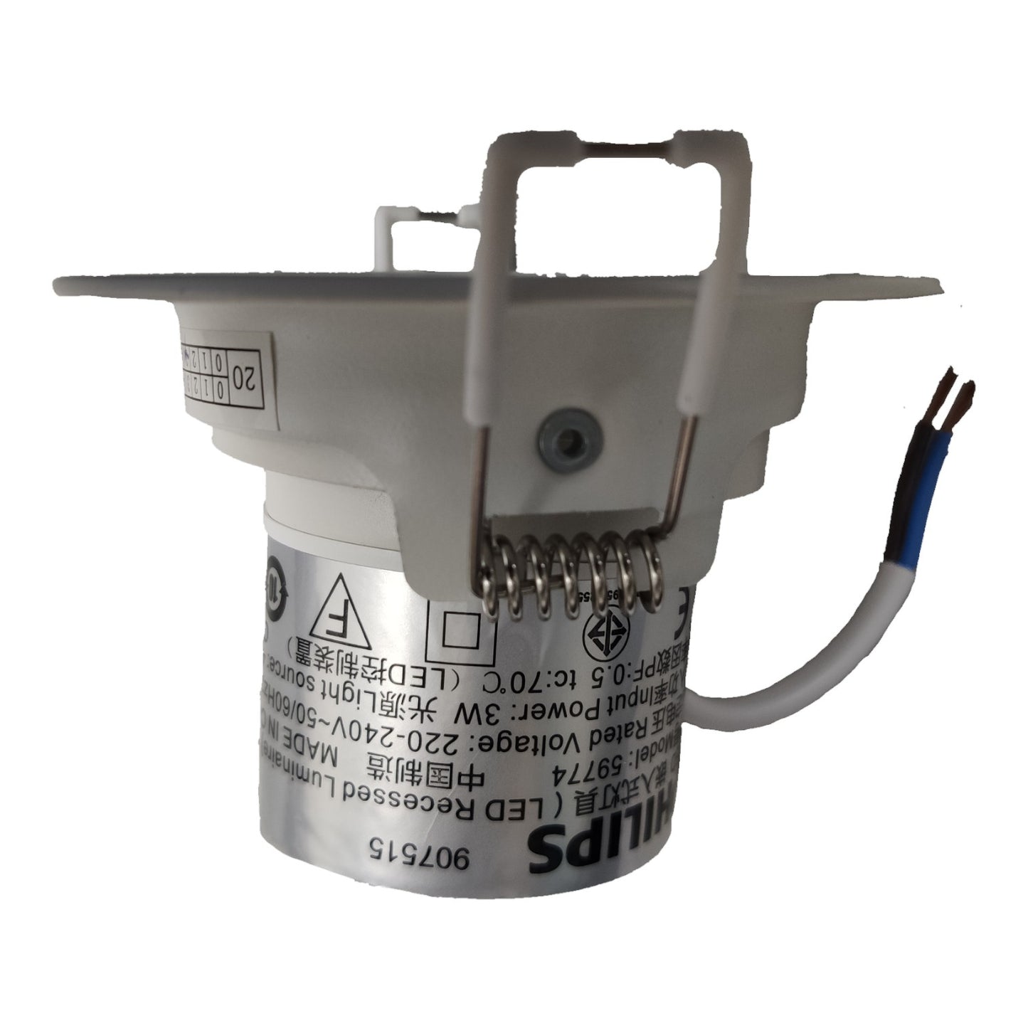 Light bulb socket with wiring on a white background