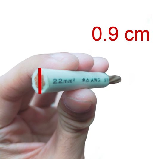 THHN 4 AWG stranded wire 120 Meters White held in hand showing size details for easy reference