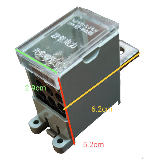 Rectangular electronic component with dimensions labeled on a white background