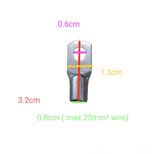 Terminal Lugs Ring Type for 14mm-22mm Wire Size 0.6cm or ¼ stud size SC25-6