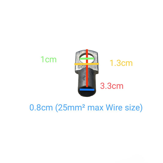 Terminal Lugs Ring Type for 14mm-22mm Wire Size 1 cm or 3/8 stud size SC25-10