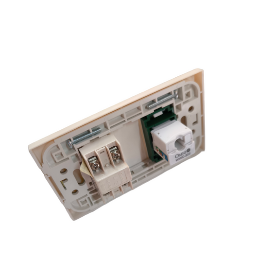 Omni 2 Gang LAN and Telephone Outlet with Plate Cover WWP-112+WWT-302+WWC-303