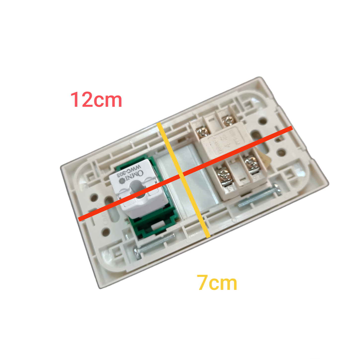Omni 2 Gang LAN and Telephone Outlet with Plate Cover WWP-112+WWT-302+WWC-303