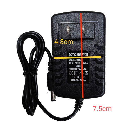 Electx Electrical Supply AC to DC 24V 1A adaptor black plug with cable and measurement details