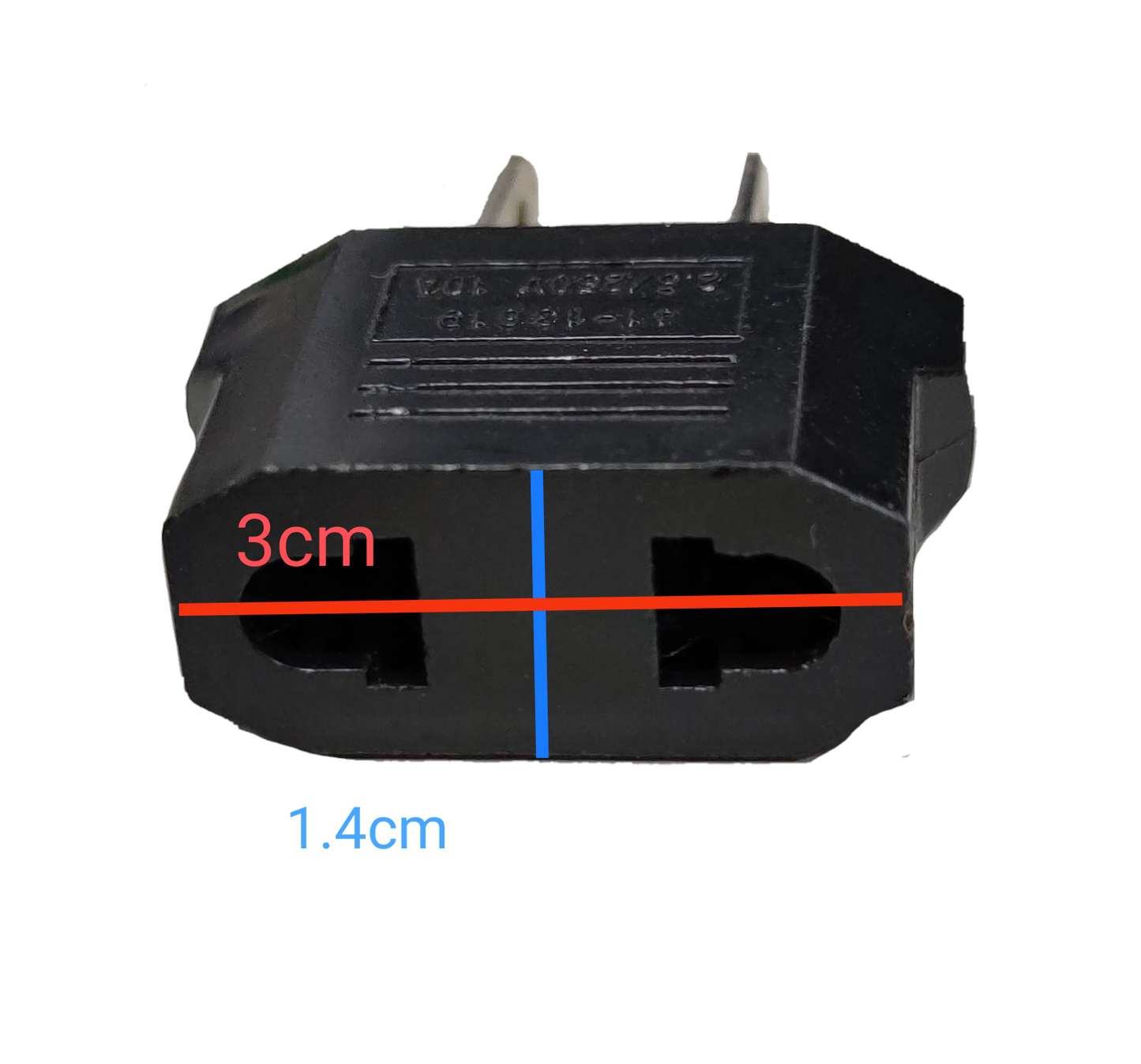 Adaptor Round to Flat Pin 2A 220V black travel adapter with two flat pins for voltage conversion