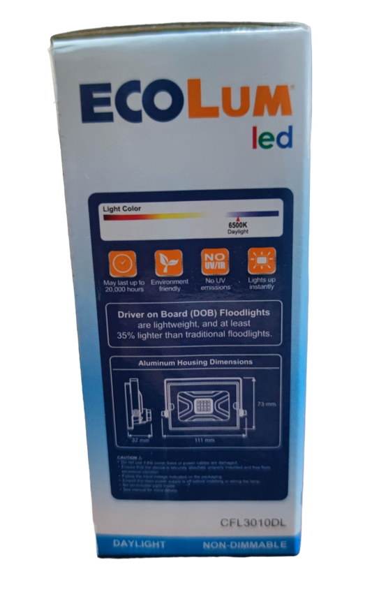 Ecolum 10W LED Flood Light 220V Daylight 6500K CFL3010DL