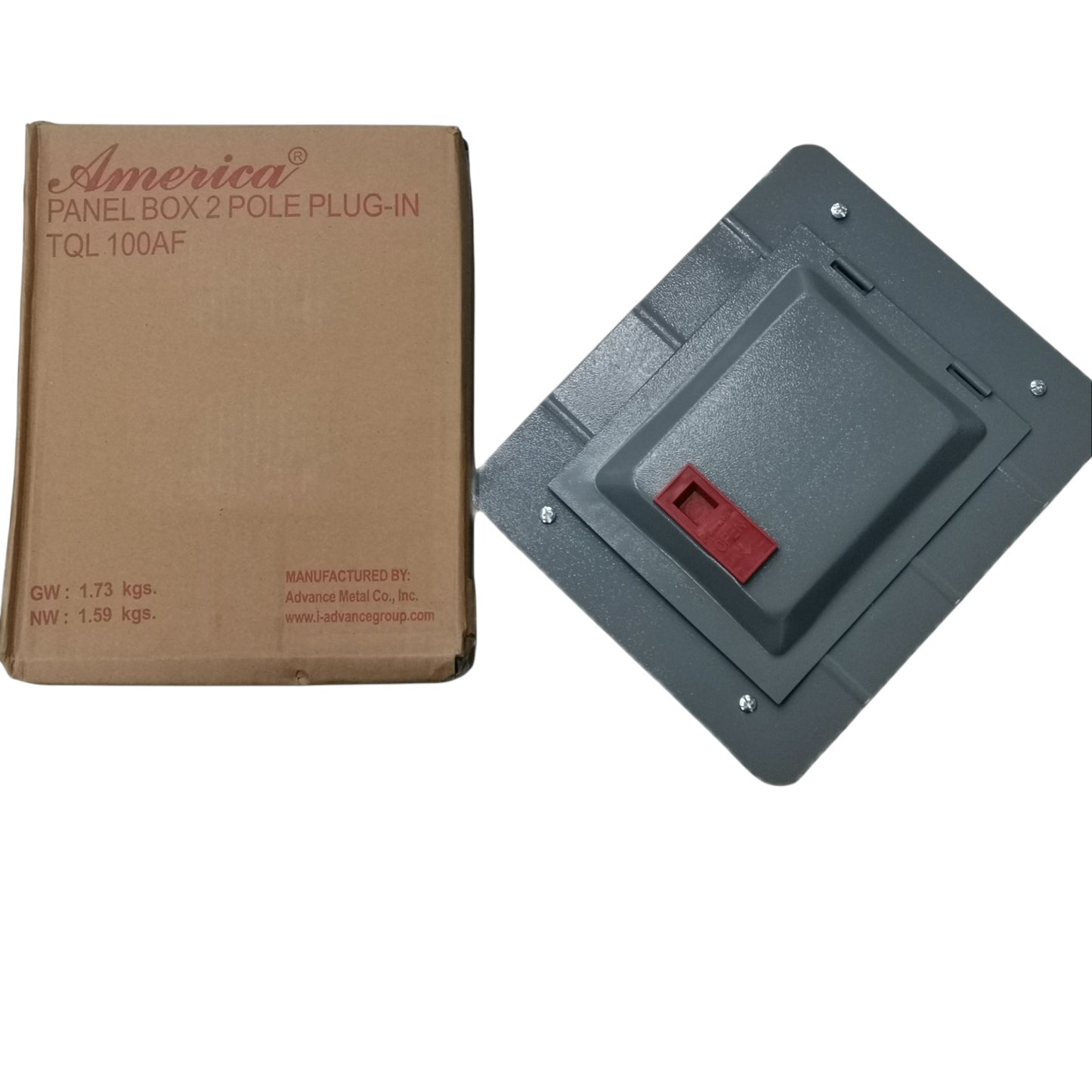 2x2 panel board for GE breakers in gray with a protective cover from America for electrical installations