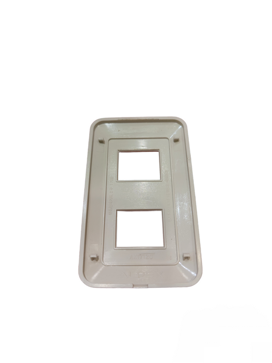 Anam 2 gang plate cover in white for power points and switches with rectangular openings