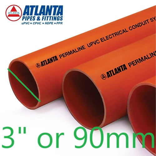Atlanta 90mm PVC Electrical Pipes Permaline orange conduit pipes for electrical wiring
