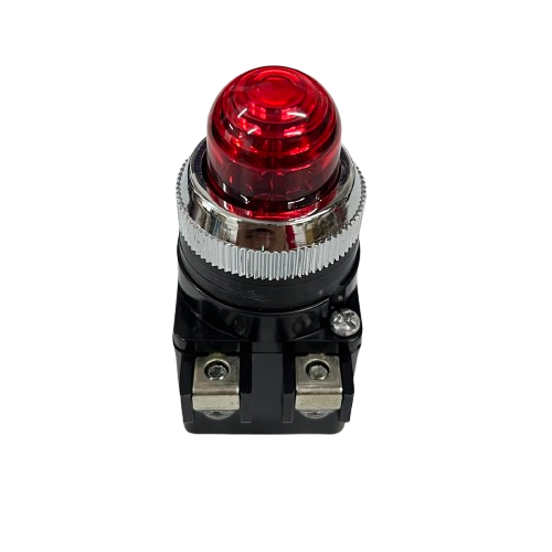 Auspicious Pilot Light 110V RED 25mm red indicator with chrome bezel and black screw terminal base for panels