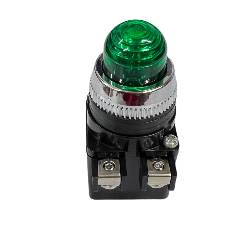 Auspicious Pilot Light 220V GREEN 25mm indicator with chrome bezel and dual screw terminals for panels