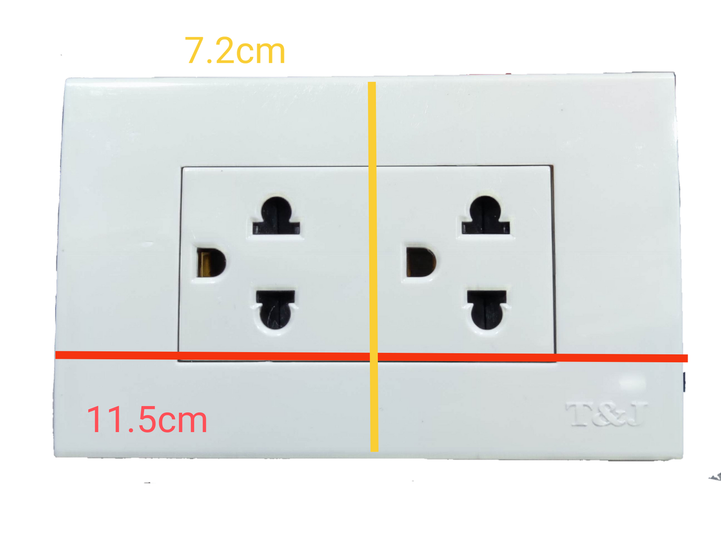 Duplex Universal Outlet with Ground 16A 220V ( T&J) , 2 Gang Universal Outlet with Ground