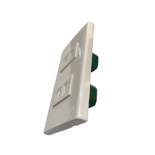 Omni 2 Gang Flat Pin Outlet Device with Plate Wide Series 15A 250V WWP-112+(WWR-200x2)