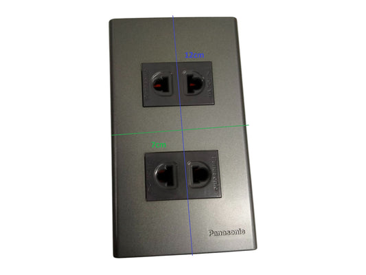 Panasonic 2 Gang Universal Convenience Outlet,2 Gang Universal Receptacle 16A 250V 16A 250V with Plate Cover Metallic Gray WEG6802MH-1/2XWEG10919H-5