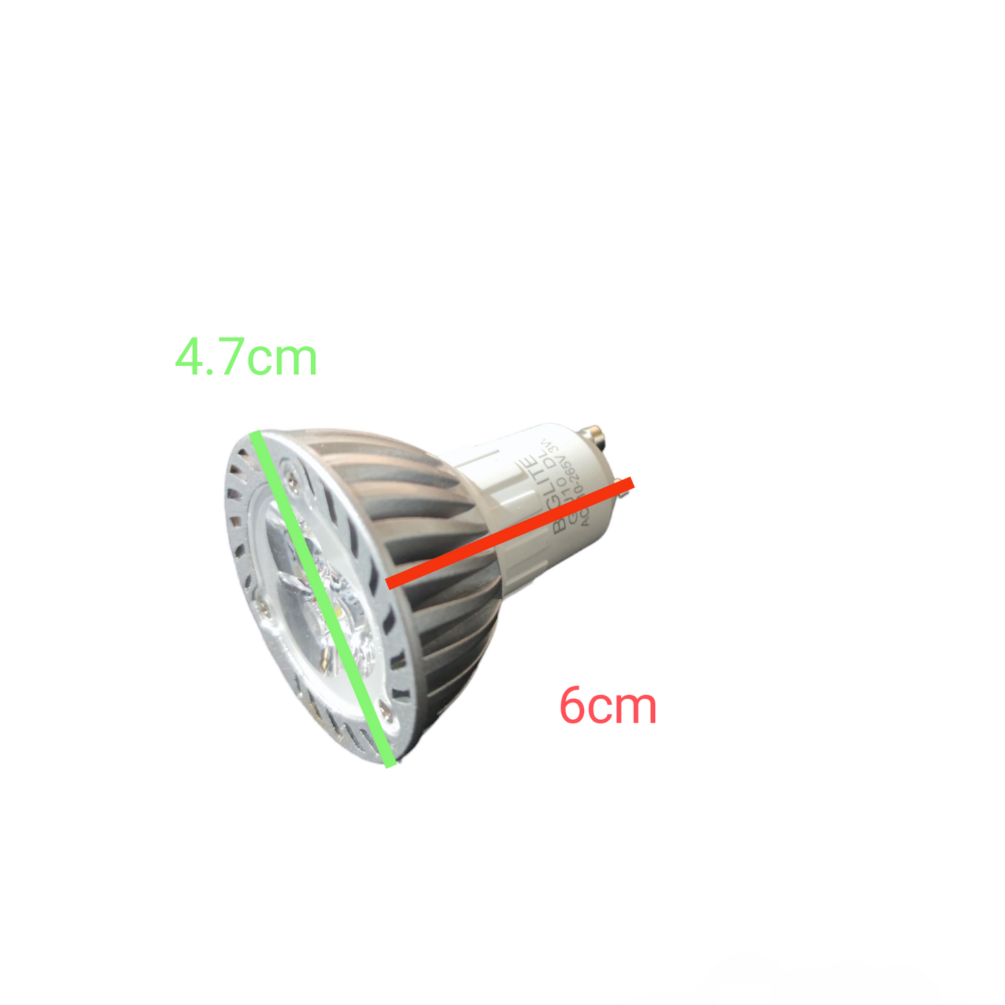 Biglite 3W LED MR16 GU10 bulb with 4.7cm diameter and 6cm length for energy-efficient lighting