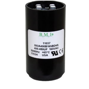 BMI motor starting capacitor 400-480UF rated for 165VAC with durable housing for electrical circuits