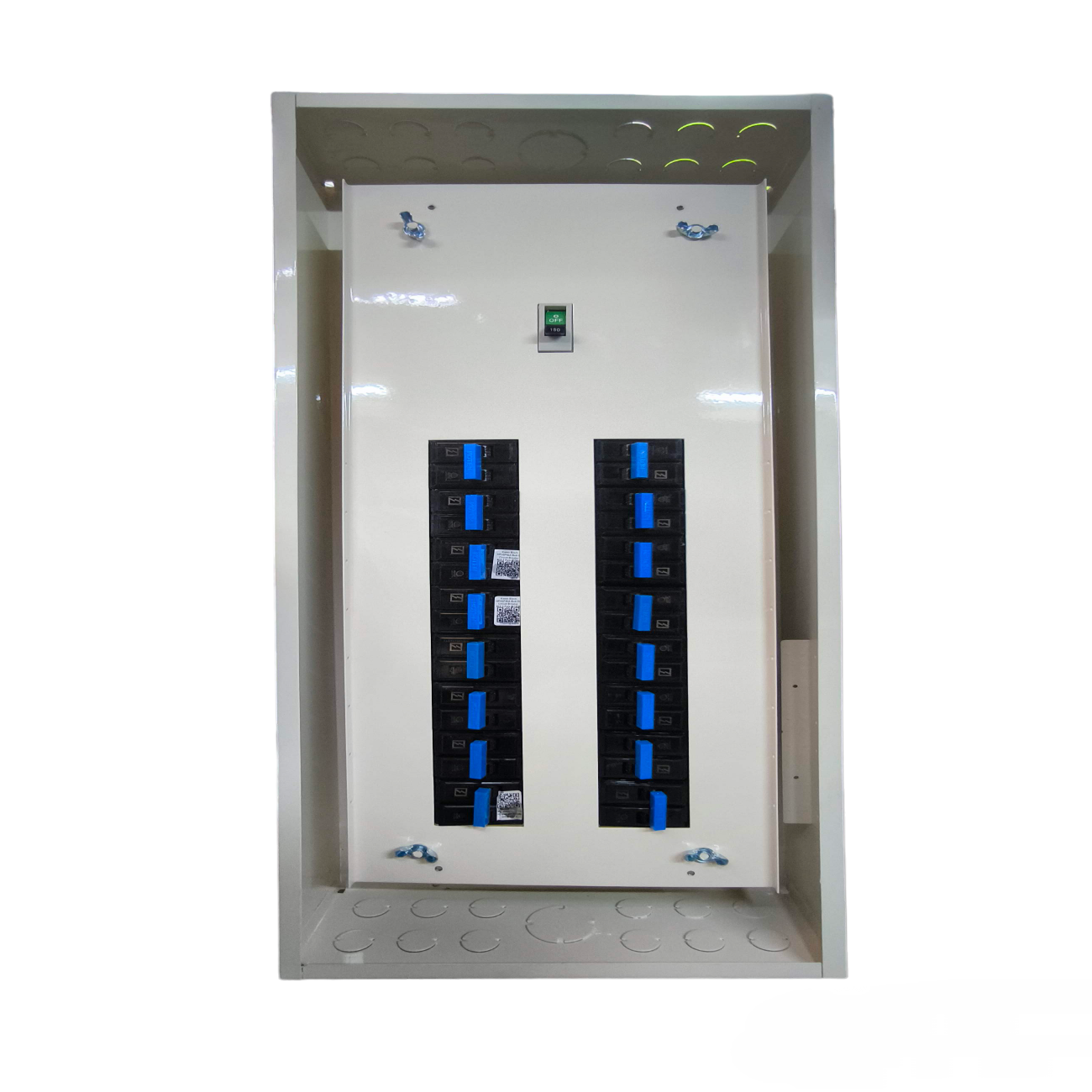 Koten Panel Board 200A 2P Main 16 Branches B-On metal enclosure with two vertical rows of breakers and single main switch