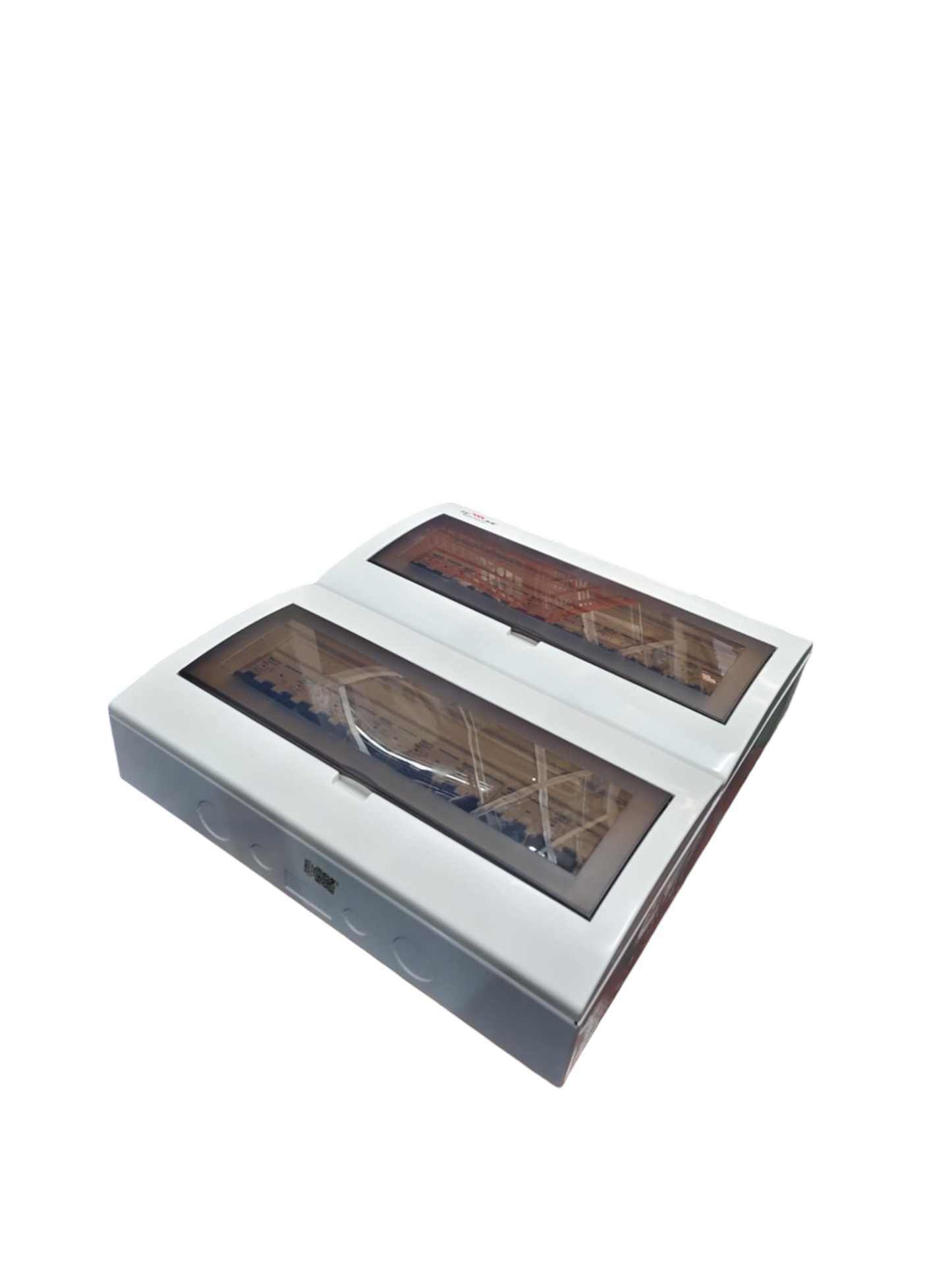 Royu and ZY Breakers Panel Board 50A 2 Pole Main electrical circuitry component with transparent cover