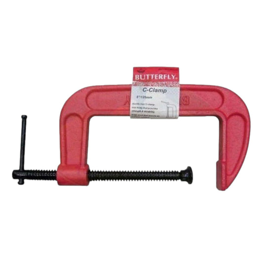 Butterfly 3 Inches C-Clamp 931 in red color with screw mechanism for secure clamping in woodworking
