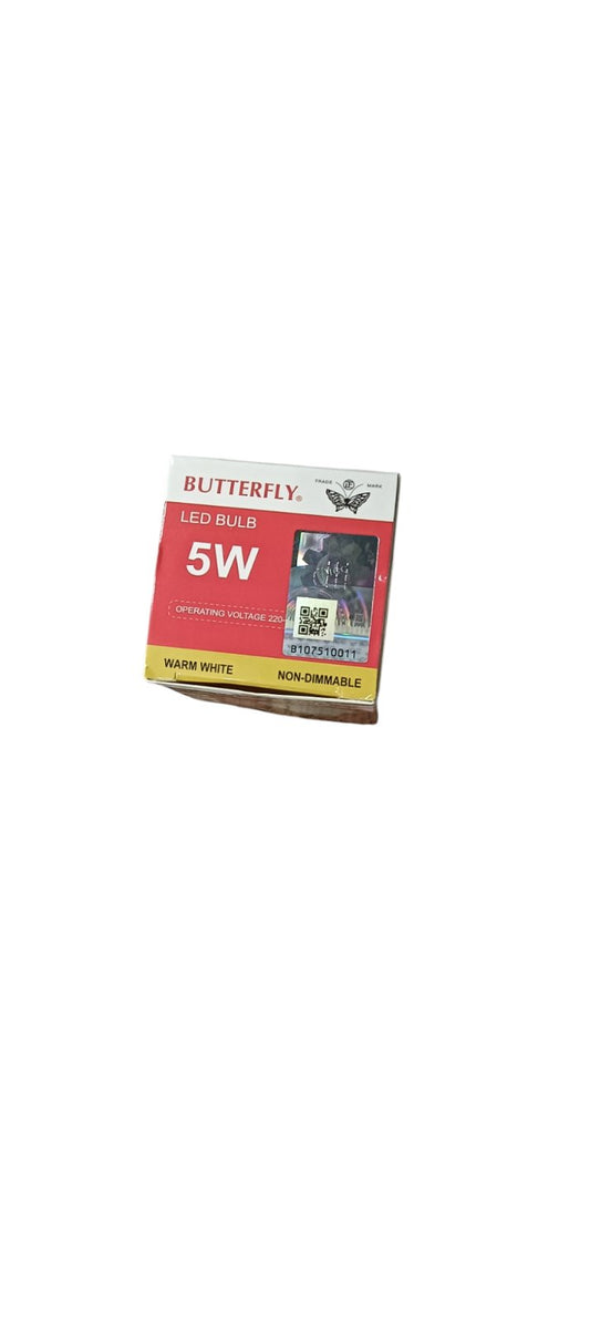 Butterfly 5W LED Bulb E27 220-240V in bright white color non-dimmable packaging