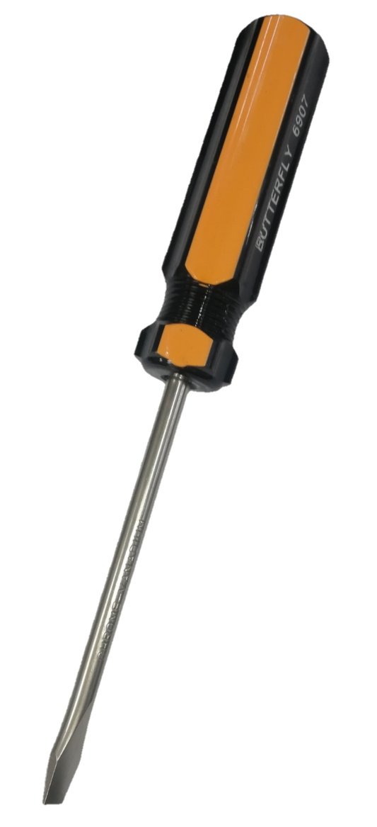 Butterfly Flat Head Screw Driver 6907 100mm with black and orange handle for hand tool use