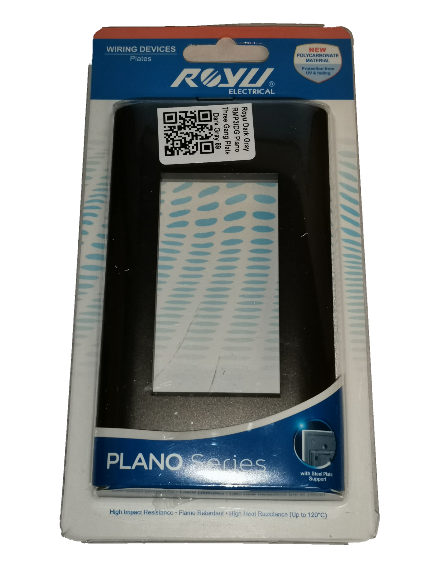 Royu 3 Gang Faceplate Dark Gray, 3Gang Plate