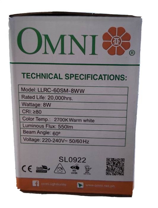 Omni 8W LED Downlight Square Movable Downlight Warm White 3000K 220V