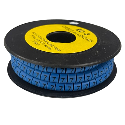Grippes Cable Marker Blue - 7 on a spool for organized cable management