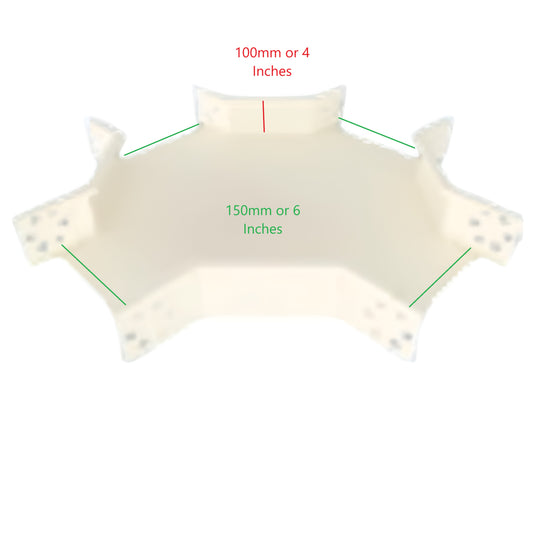 Royu Cable Tray 150mm x 100mm white plastic corner connector with measurement labels