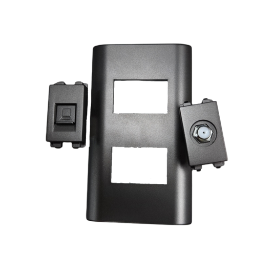 Royu Cable TV Socket and Telephone Modular Jack with black faceplate for power points and switches
