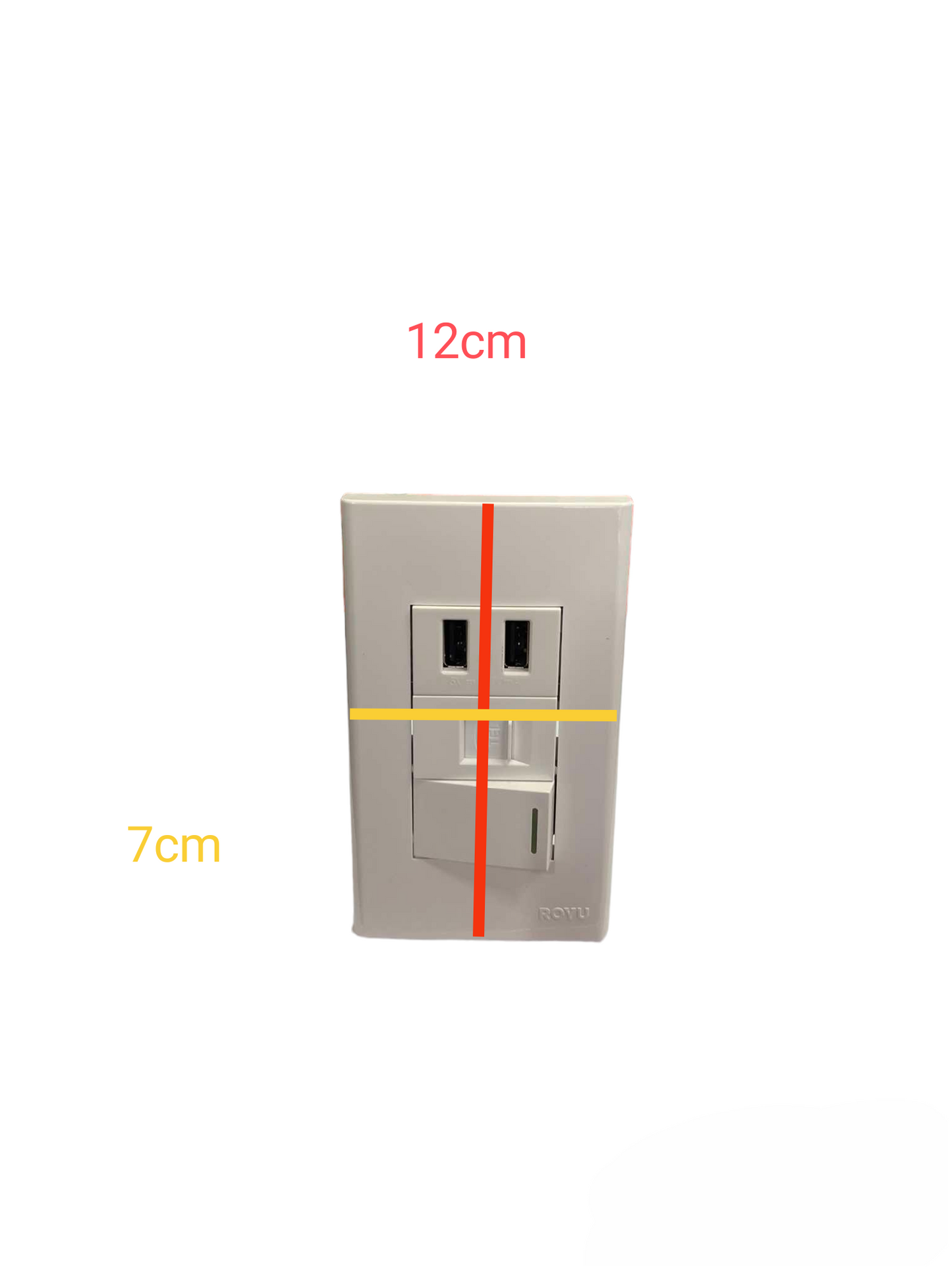 Royu 3 Gang 2 Port USB and Telephone Outlet and 1 Way Switch 10A 220V with Plate Cover