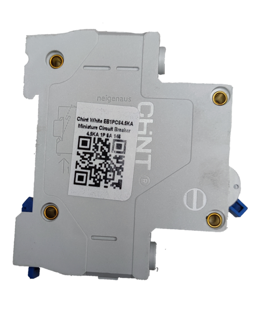 CHINT 32A mini circuit breaker white electrical component with QR code and gold screws