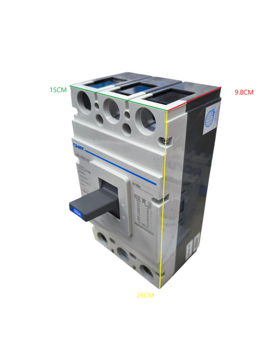 Chint 350A 3 pole MCCB for panel board with dimensions for easy installation and setup
