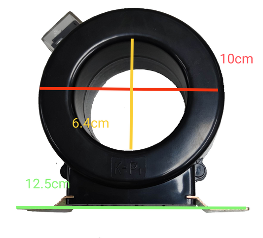 CK-61 Current Transformer 400:5 15VA black round core with labeled dimensions for electrical use