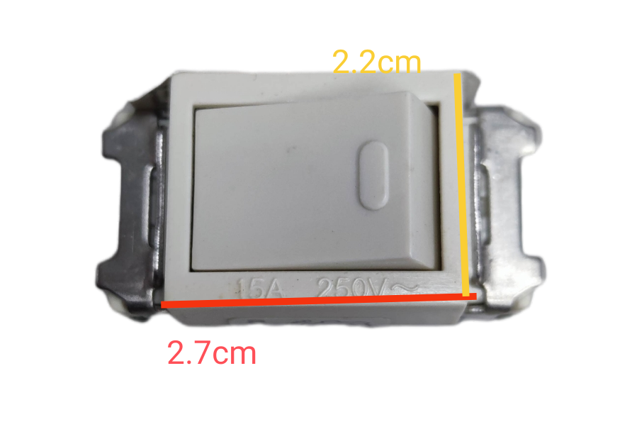 Omni 15A 250V classic wall switch in white with a rectangular design and standard size for home use