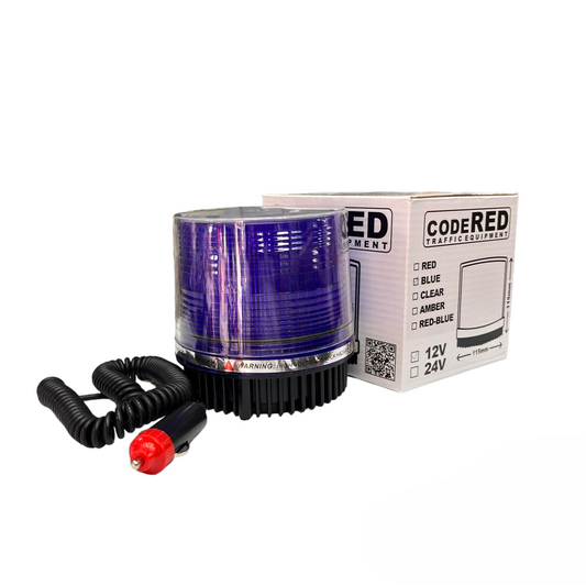 Code Red 12V blue strobe warning light with detachable power cord and box for traffic safety