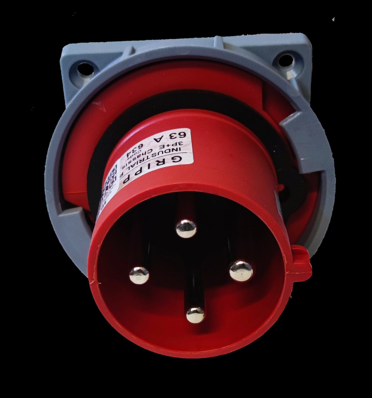 Grippes 63A 3P+E Industrial Plug Chassis Type 63A-6h 380-415V (4 Pins) IEC 60309-2 #634