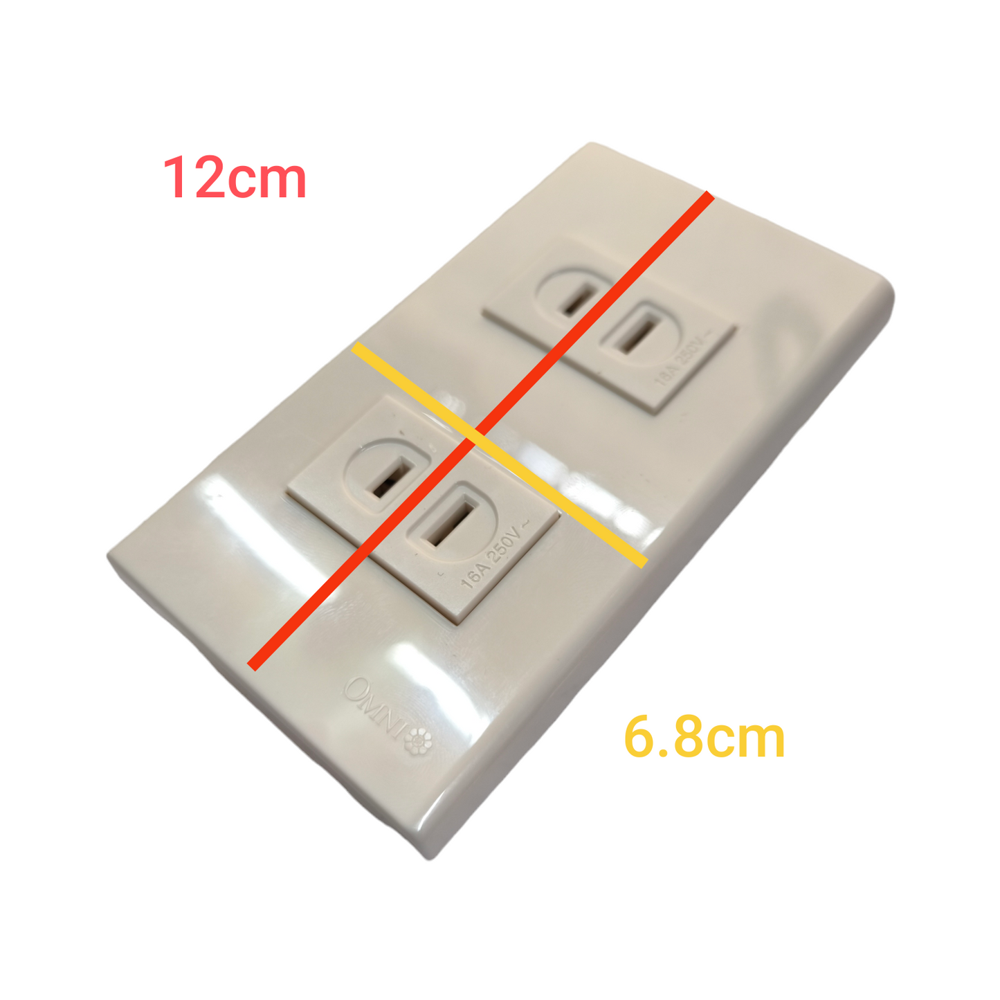 Omni 2 Gang Flat Pin Outlet Device with Plate Wide Series 15A 250V WWP-112+(WWR-200x2)